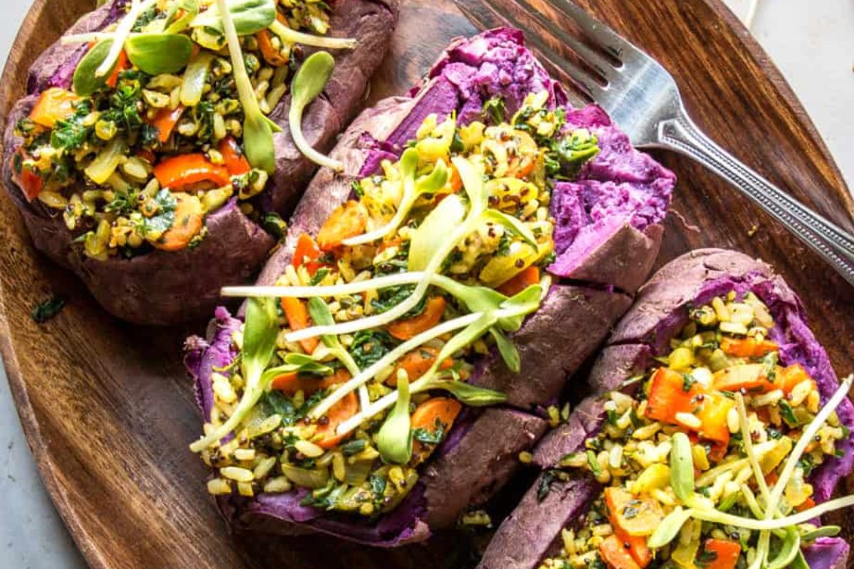 Quinoa And Rice Stuffed Sweet Potato