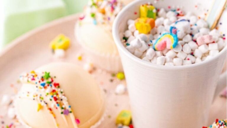 Rainbow White Hot Chocolate Bombs.