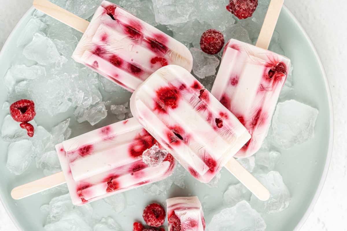 Raspberry Yogurt Popsicles. 