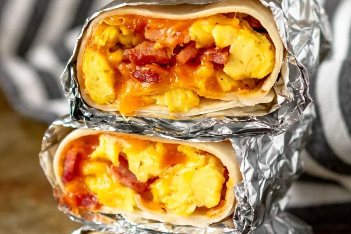 Simple and Easy Ham Egg & Cheese Freezer Breakfast Burritos. 
