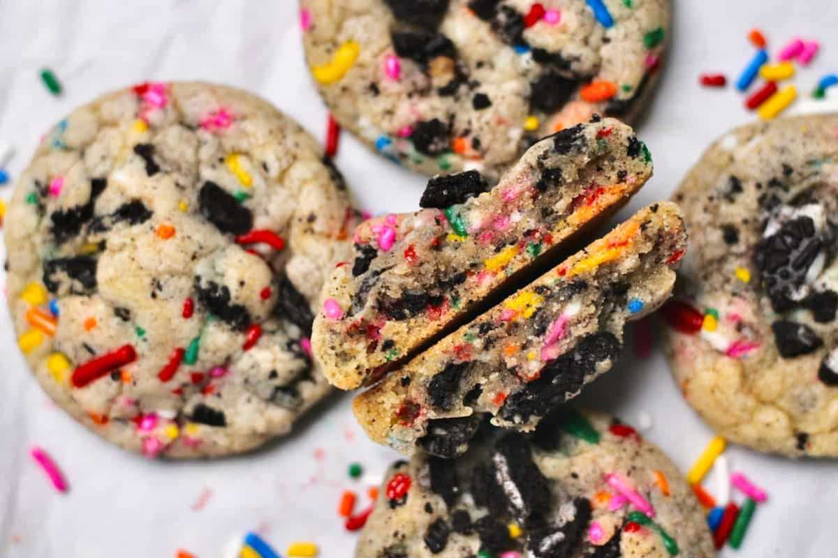 Soft And Chewy Funfetti Oreo Cookies. 