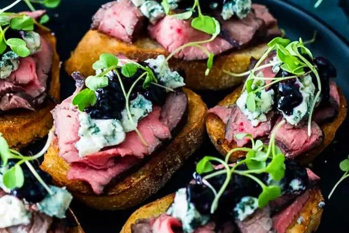 Blue Cheese and Steak Crostini.
