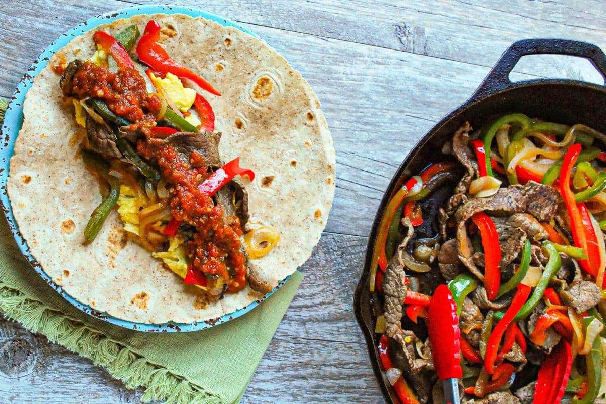 Steak and Egg Breakfast Burrito. 