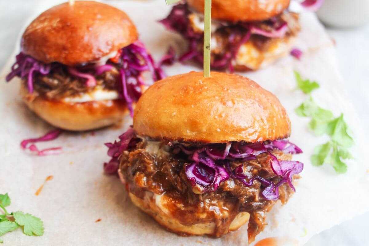 Sticky Pulled Pork Sliders.