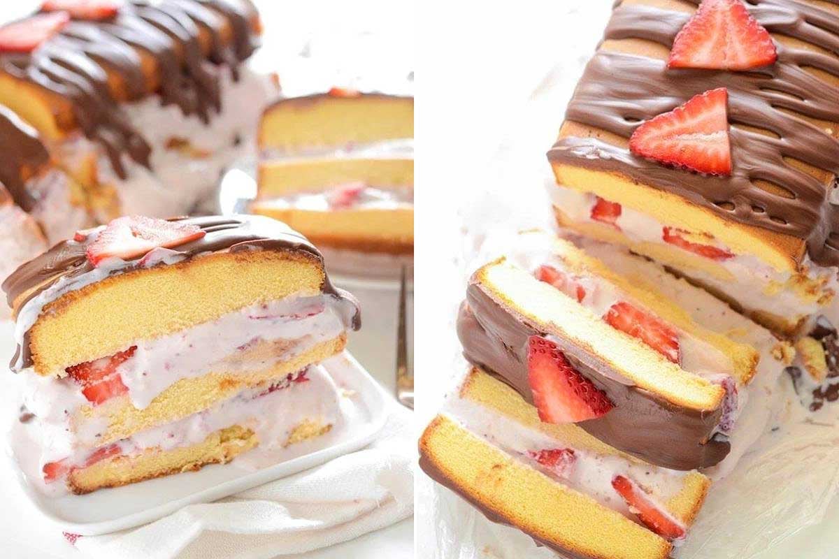 Strawberry Ice Cream Cake. 
