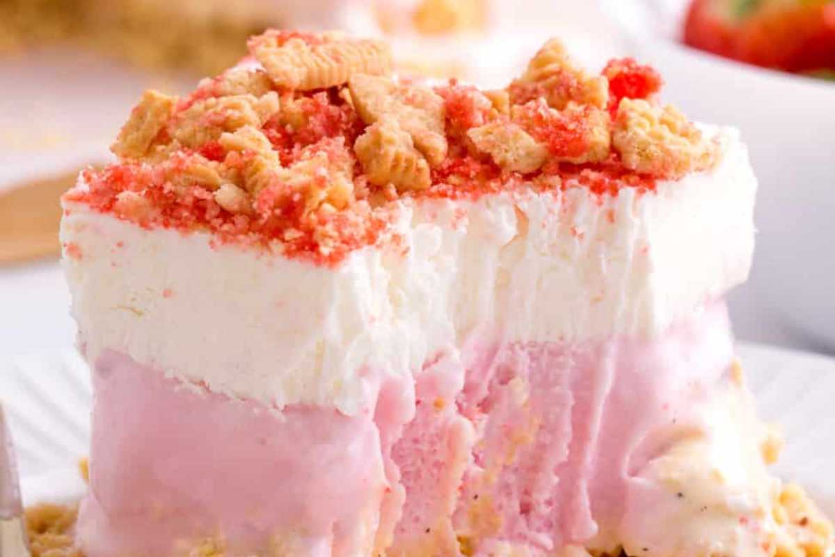Strawberry Crunch Ice Cream Cake. 