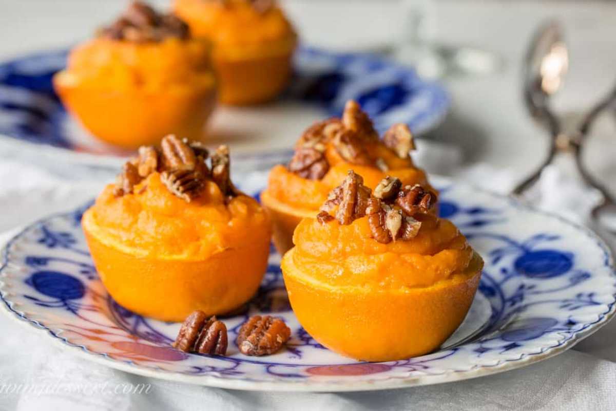 Sweet Potato Soufflé In Orange Cups. 