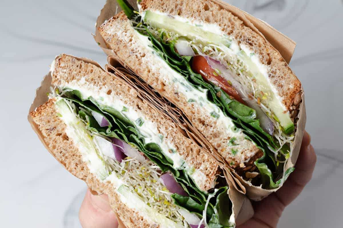 The Best Cream Cheese Veggie Sandwich.