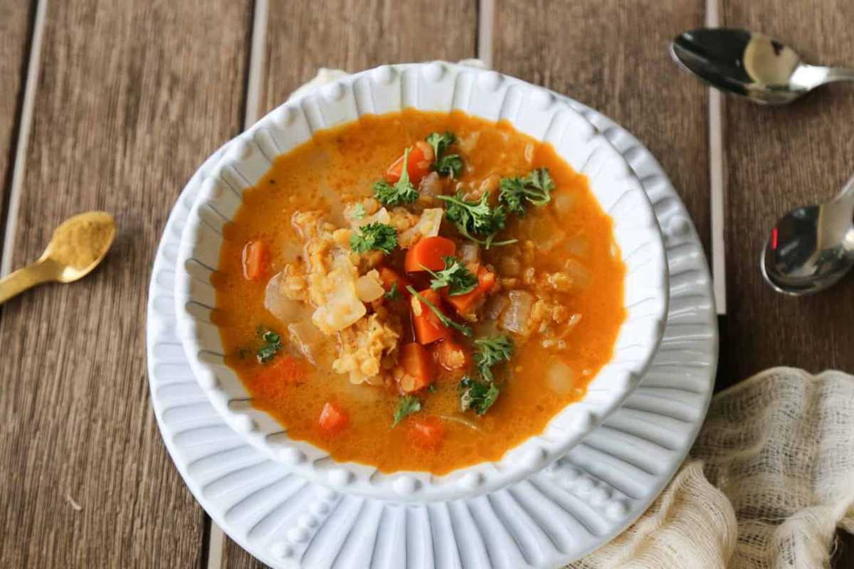 Vegan Moroccan Red Lentil Soup Recipe: Gluten Free.