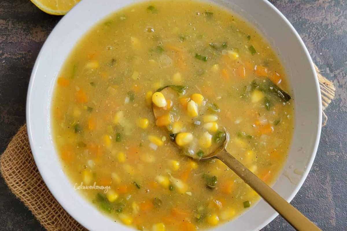 Vegetarian Sweet Corn Soup Recipe In Instant Pot.
