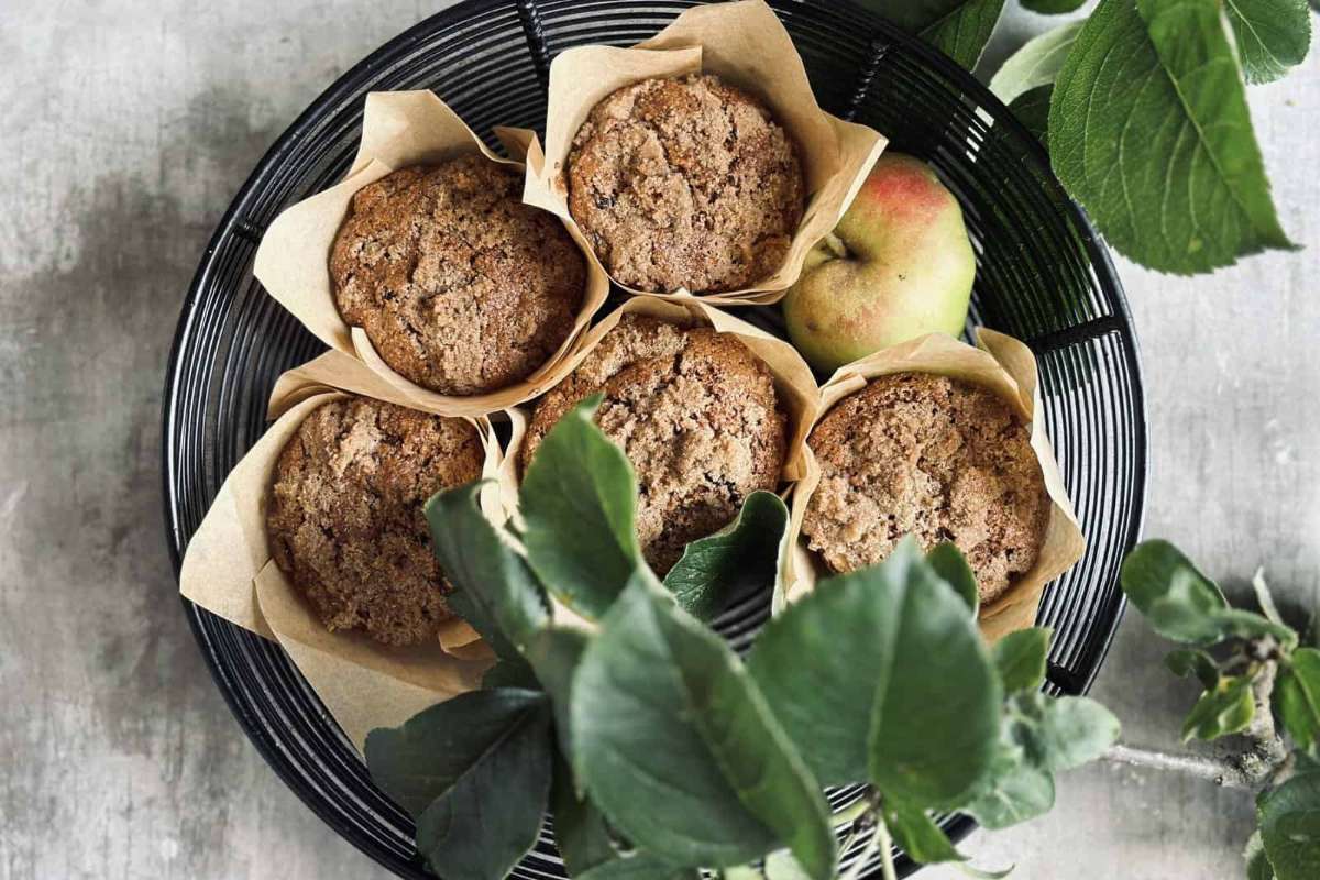 Whole Wheat Rye Muffins With Apples And Raisins.
