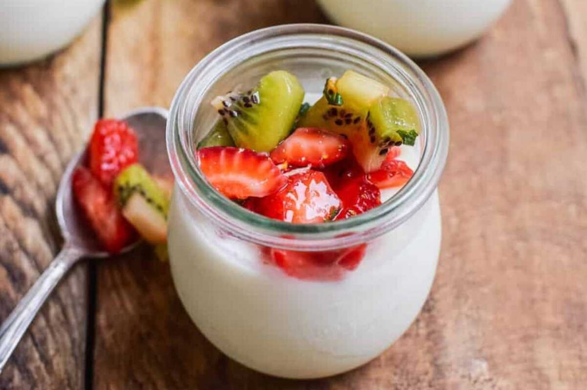 Yogurt Panna Cotta With Fresh Fruit. 