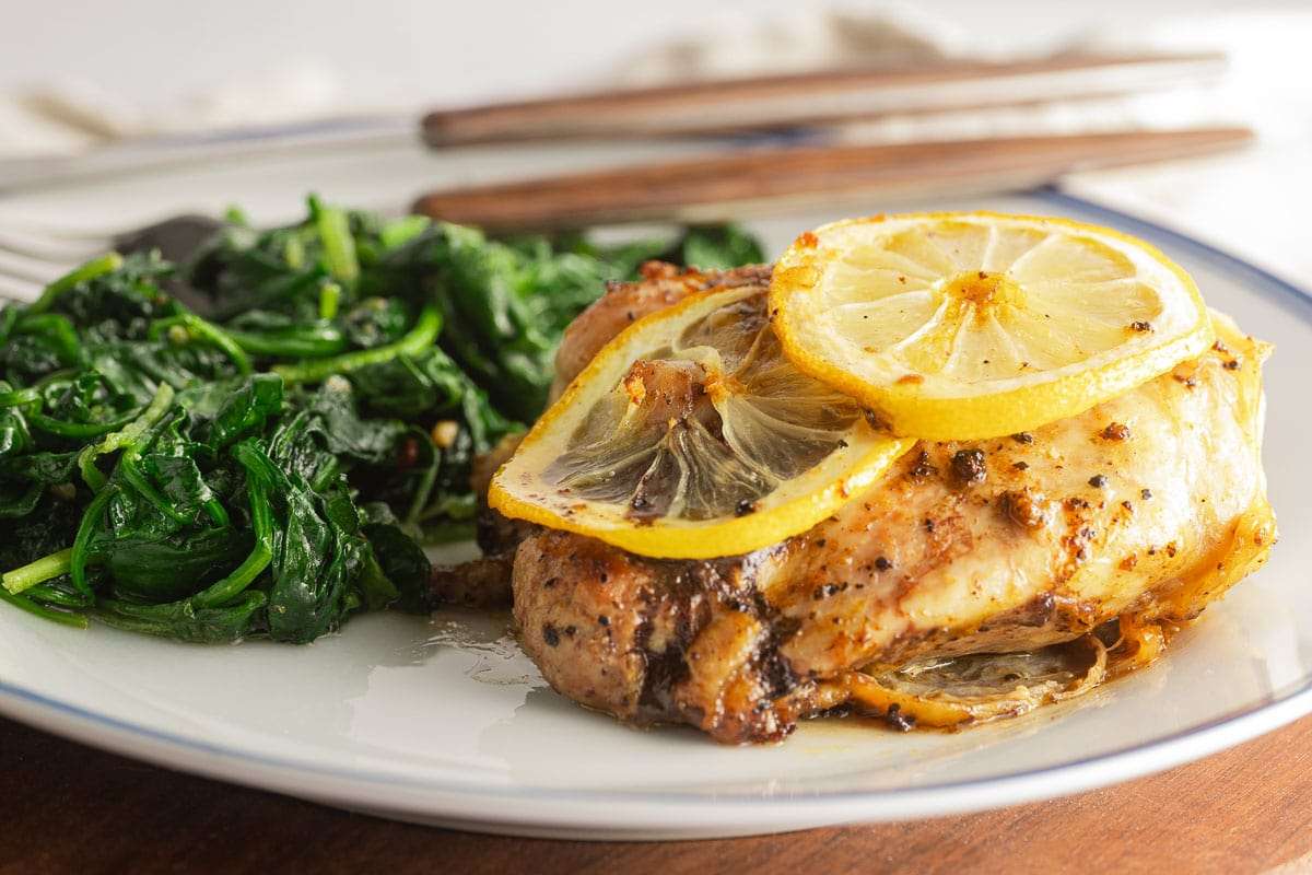 Baked Lemon Pepper Chicken Thighs.
