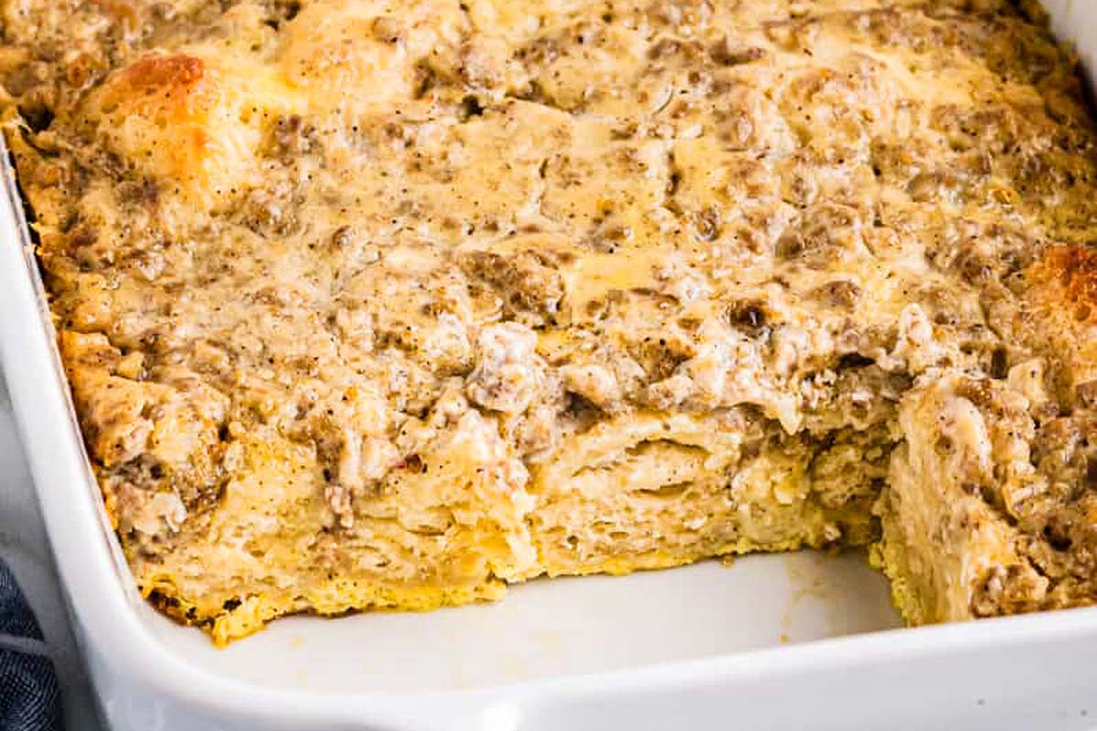 Biscuits and Gravy Casserole.