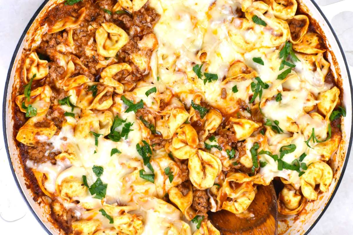 Cheesy Tortellini Bake. 