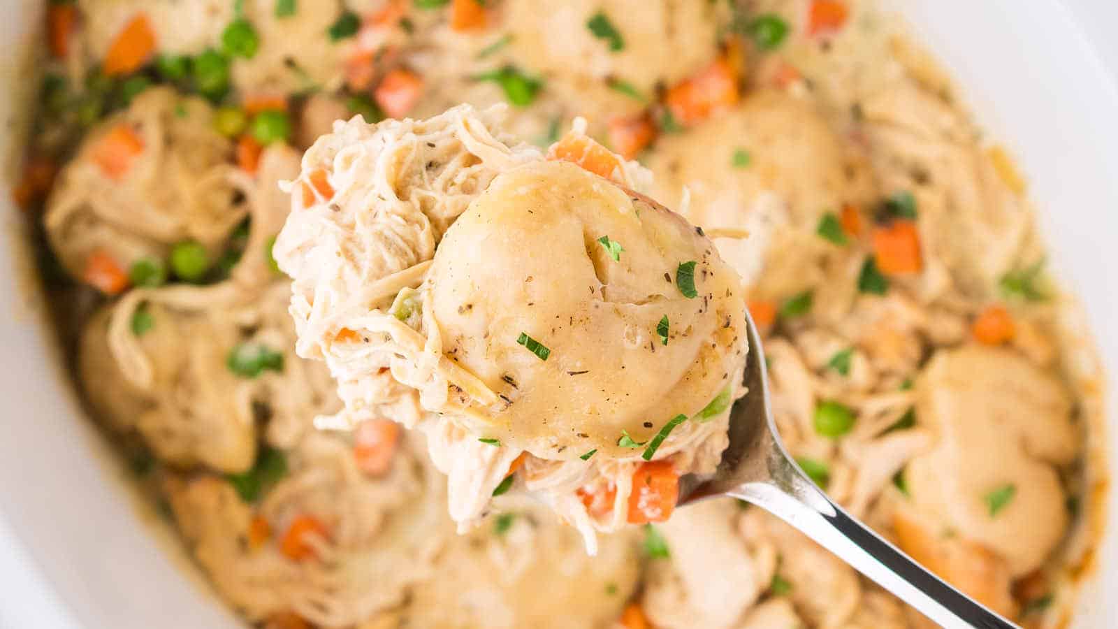 Crockpot Chicken and Dumplings recipe by Cheerful Cook.