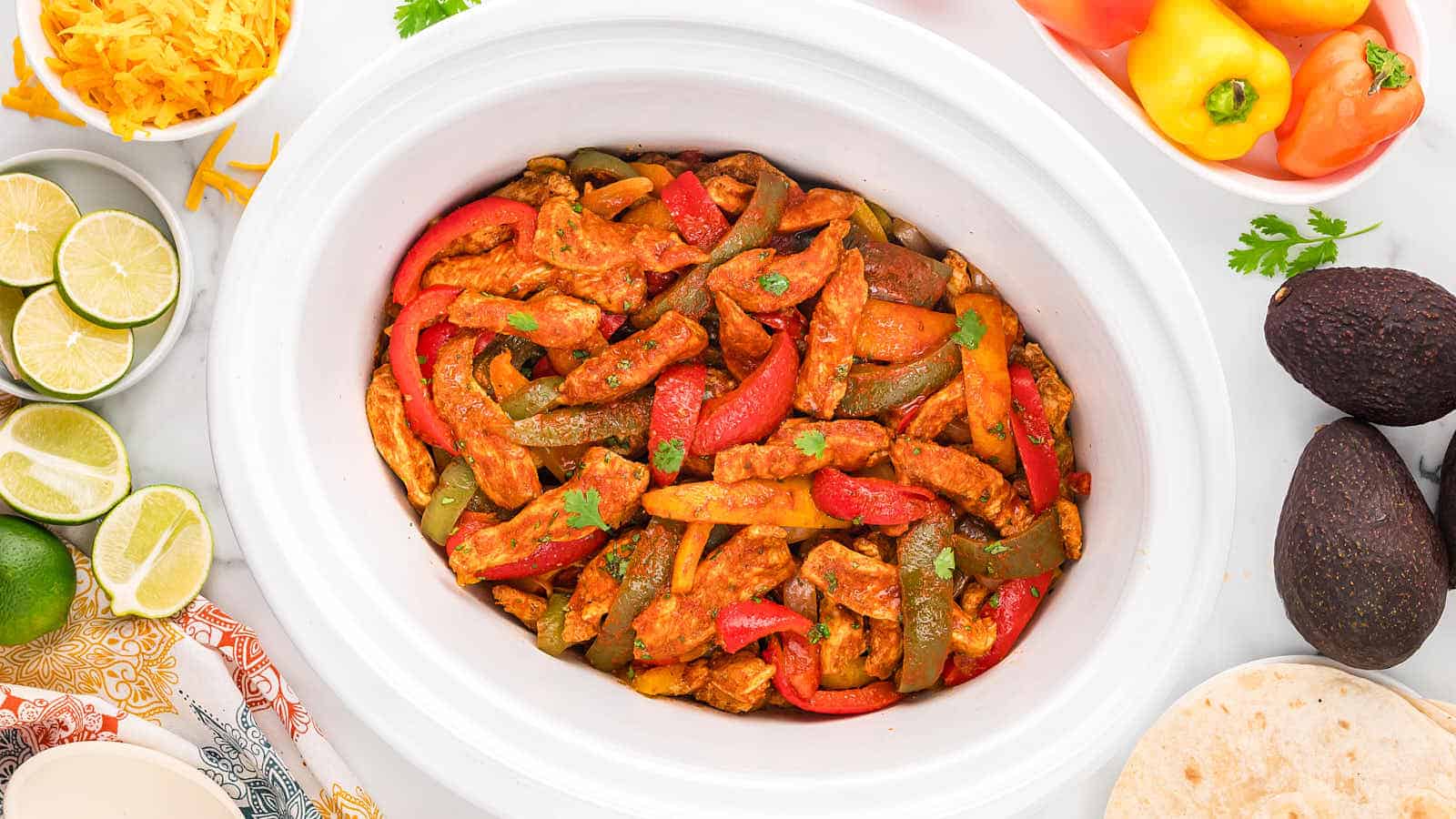 Crockpot Chicken Fajitas recipe by Cheerful Cook.