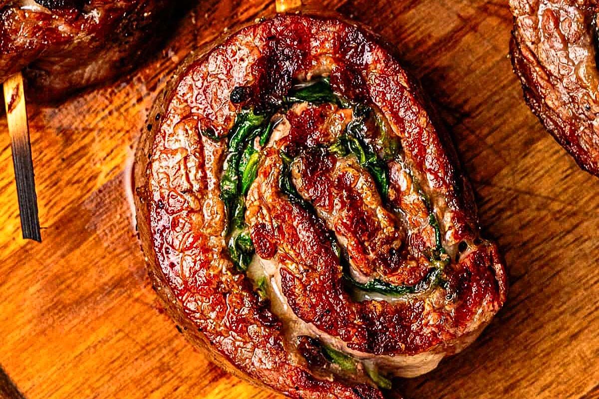 Grilled Flank Steak Pinwheels. 