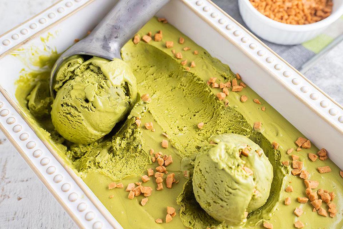 No Churn Matcha Dulce de Leche Ice Cream. 