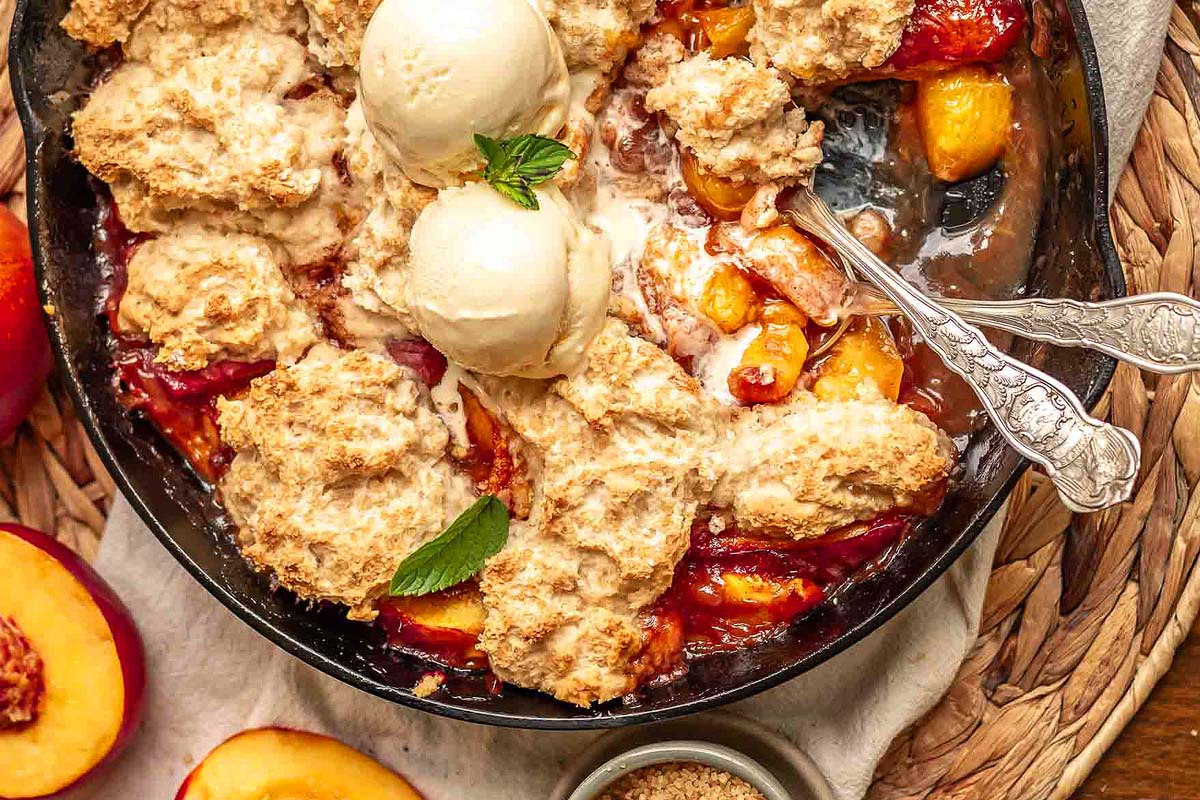 Cast Iron Peach Cobbler.