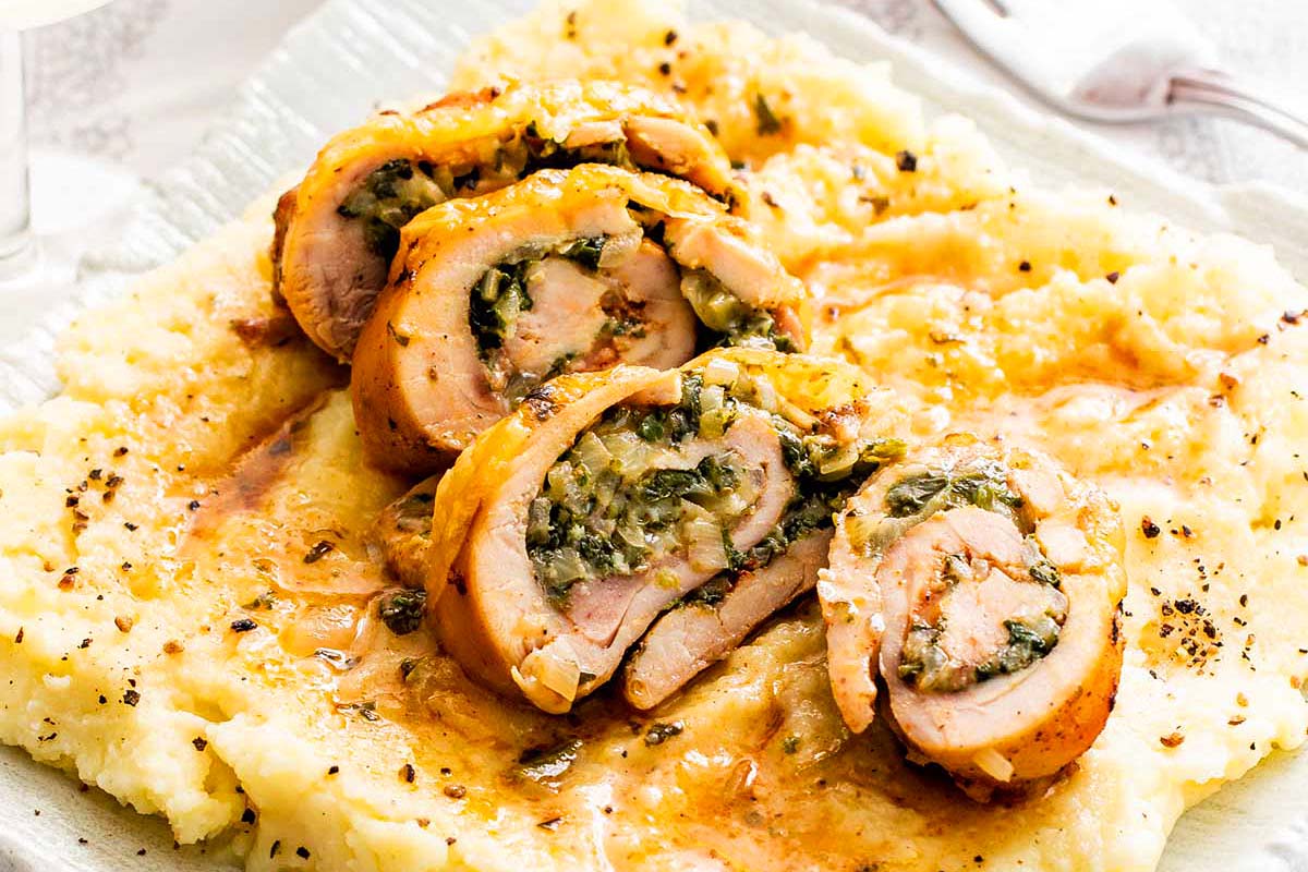 Spinach And Swiss Cheese Stuffed Chicken Thighs. 