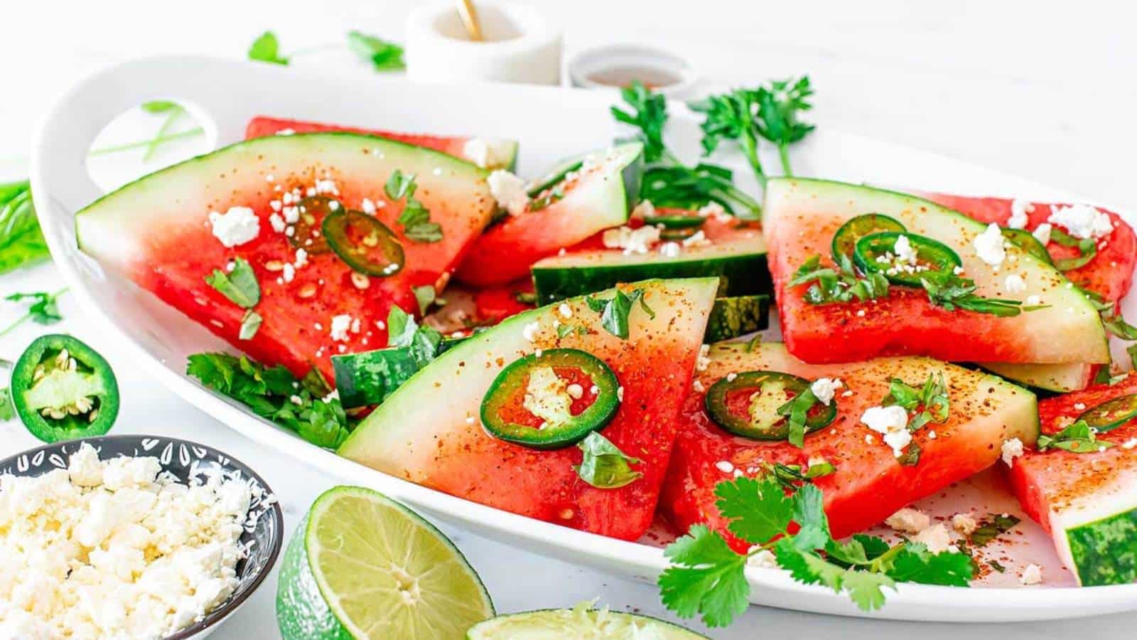 Spicy Watermelon Jalapeño Salad recipe by xoxoBella.