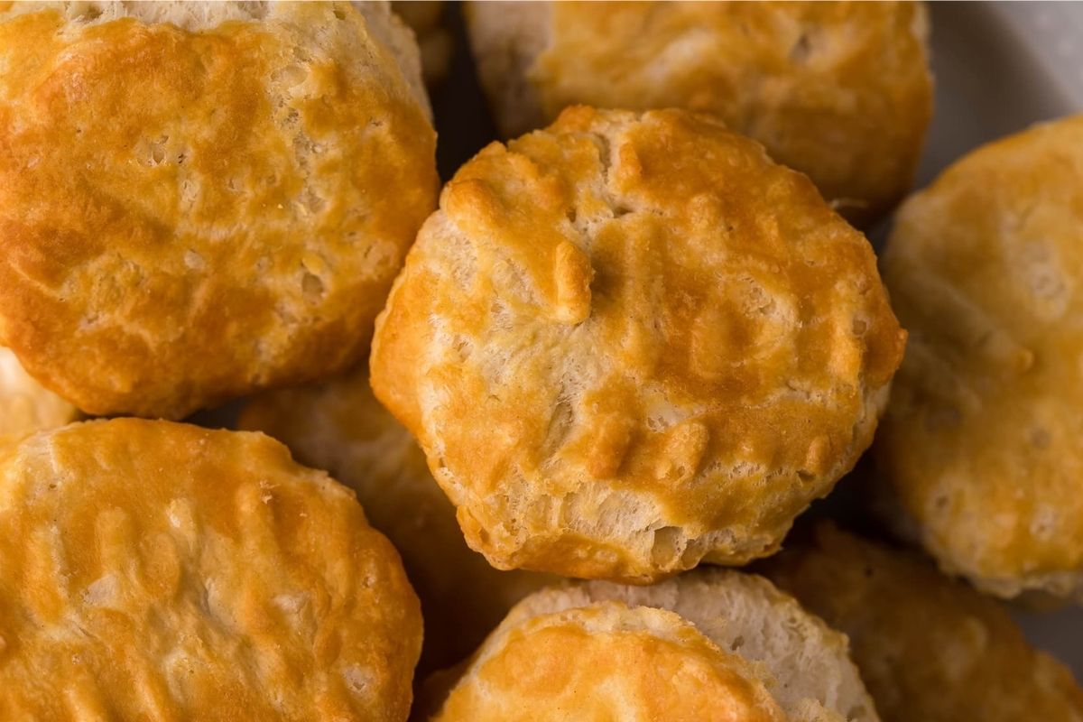 a pile of biscuits.