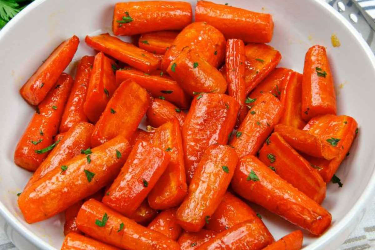 Air Fryer Carrots with Irresistible Honey Brown Sugar Glaze.