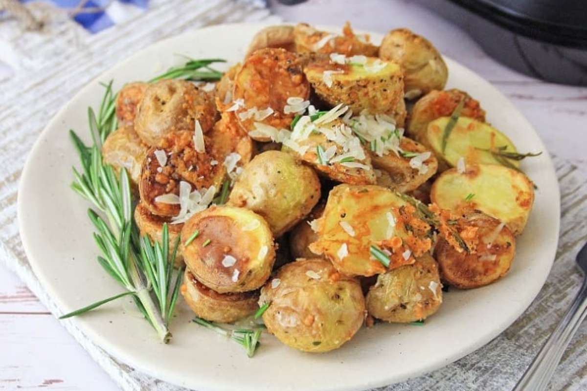 Air Fryer Parm Rosemary Potatoes. 