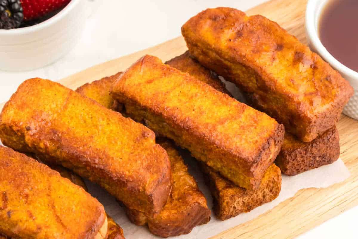 Air Fryer Pumpkin French Toast Sticks. 