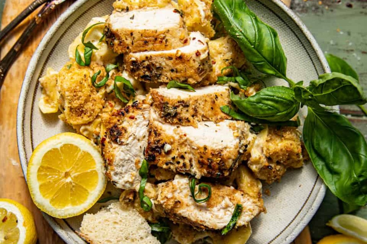 Asiago Tortelloni Alfredo With Grilled Chicken. 
