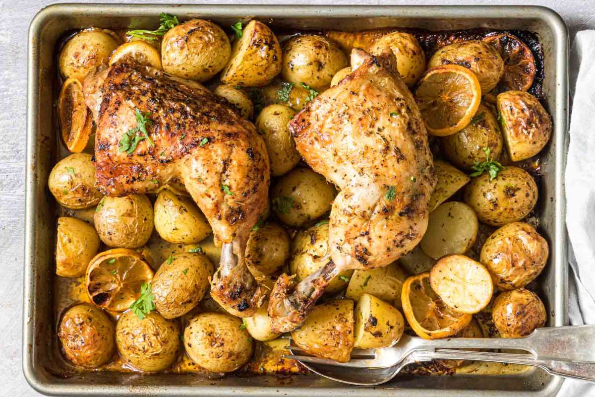 Baked Chicken Leg Quarters. 