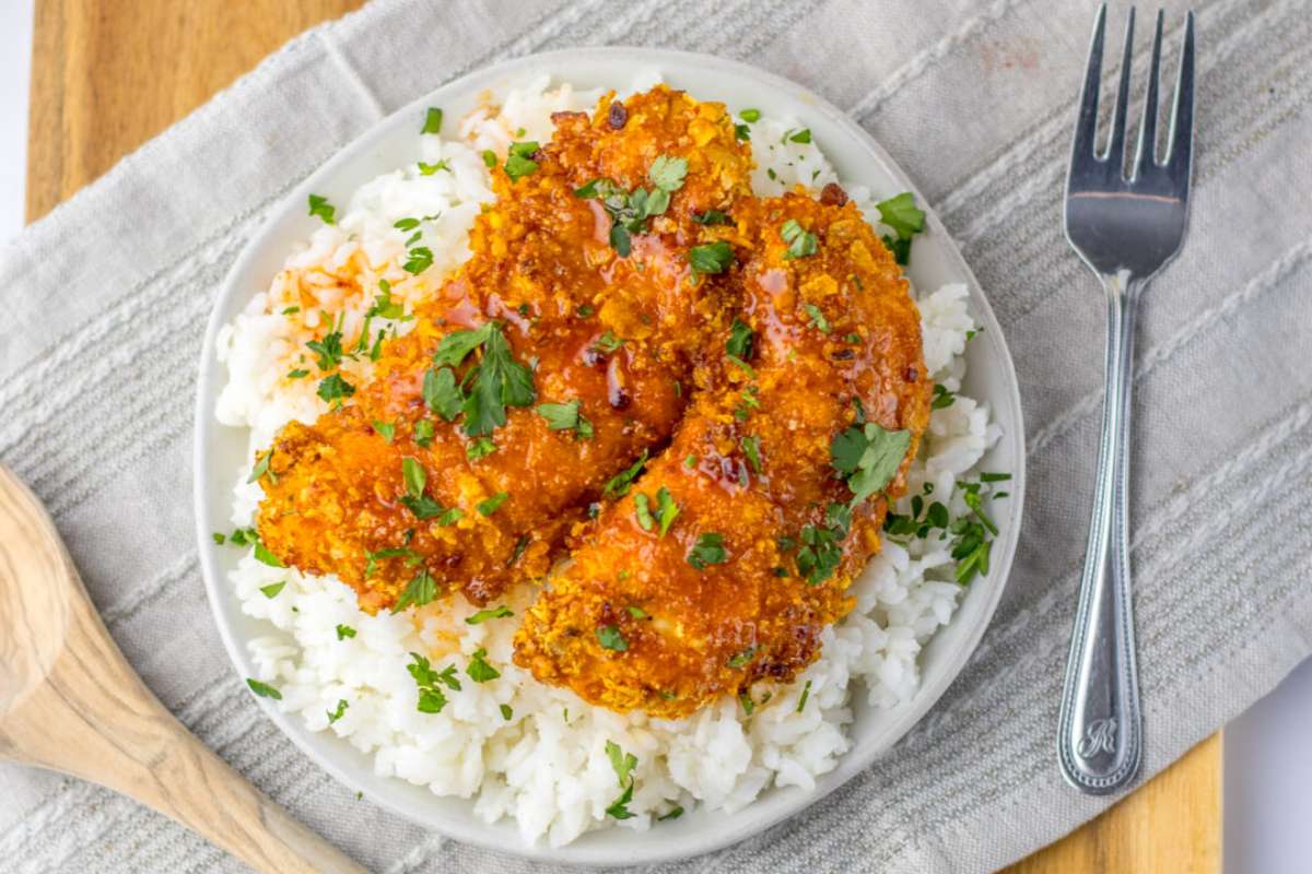 Baked Hot Honey Chicken Strips. 