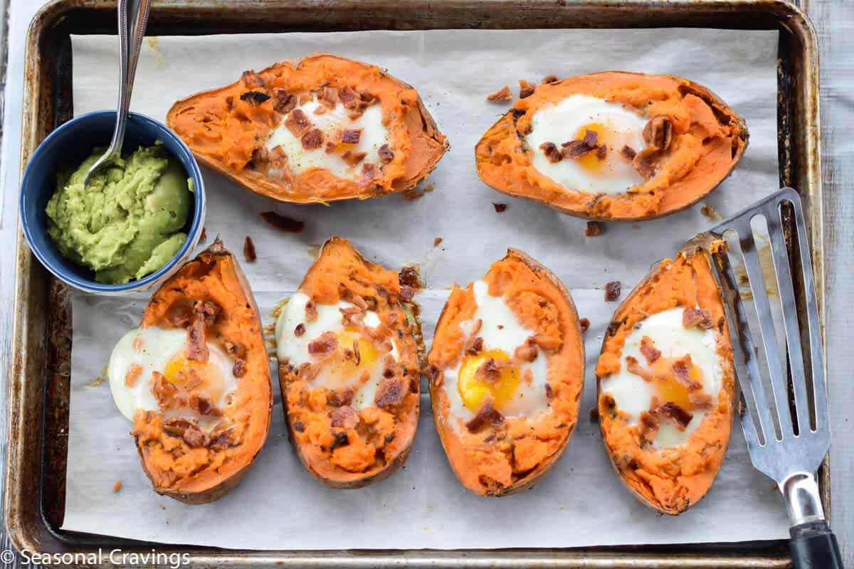 Baked Sweet Potatoes with Egg. 