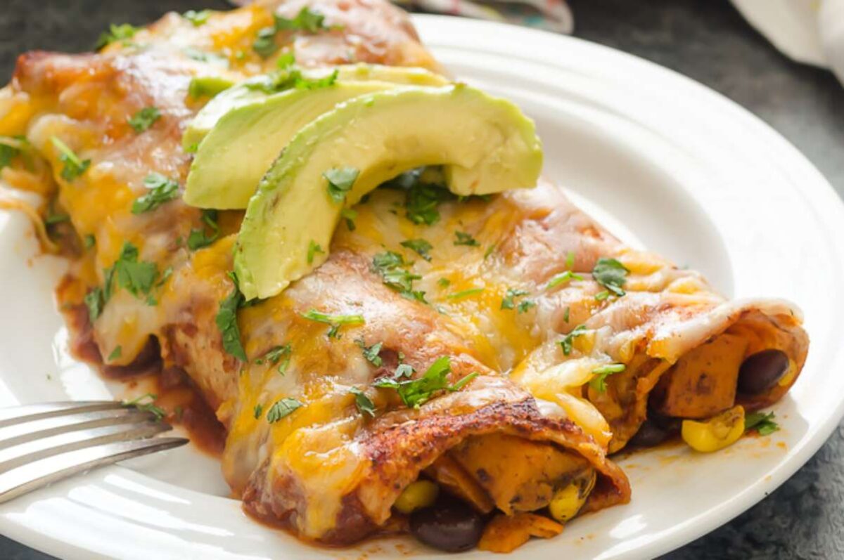 Black Bean Sweet Potato Enchiladas. 