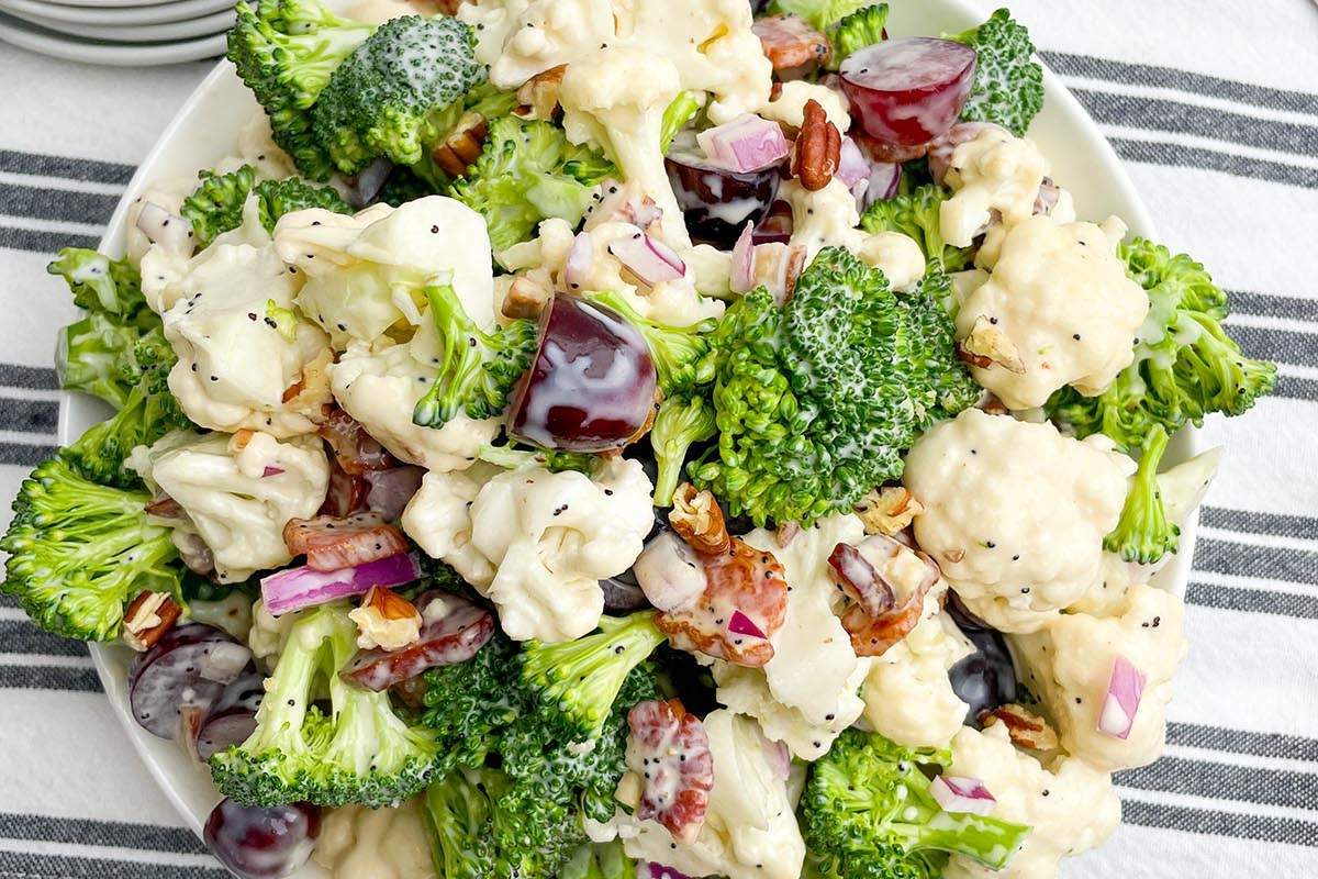 Broccoli Cauliflower Bacon Salad. 