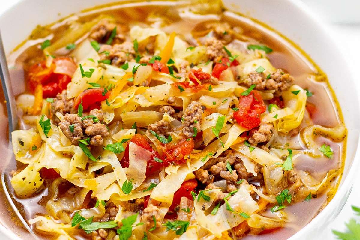Cabbage Soup With Hamburger (Ground Beef). 