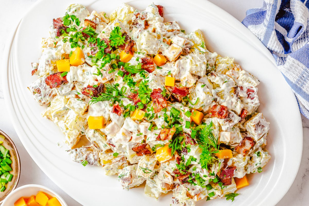 Cheddar Bacon Ranch Potato Salad