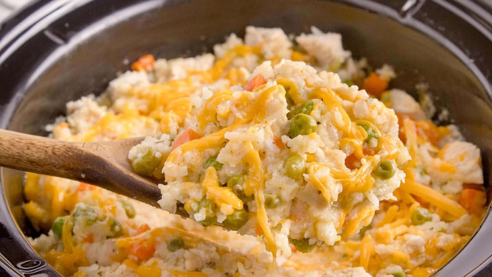 Easy Crockpot Chicken And Rice recipe by Cheerful Cook.