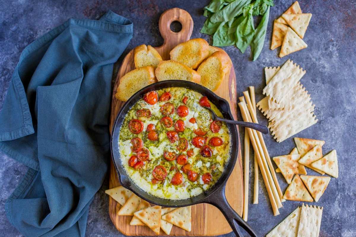 Cheesy Caprese Queso Dip. 