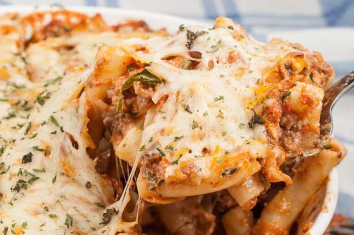 Cheesy Creamy Baked Ziti. 