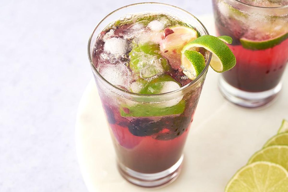 Cherry Lime Caipirinha Summer Cocktail