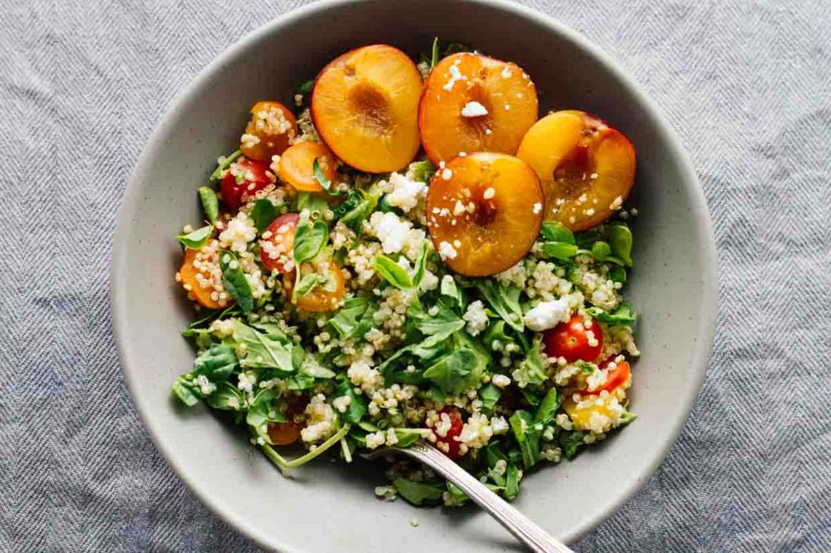 Cherry Plum & Goat Cheese Summer Salad.