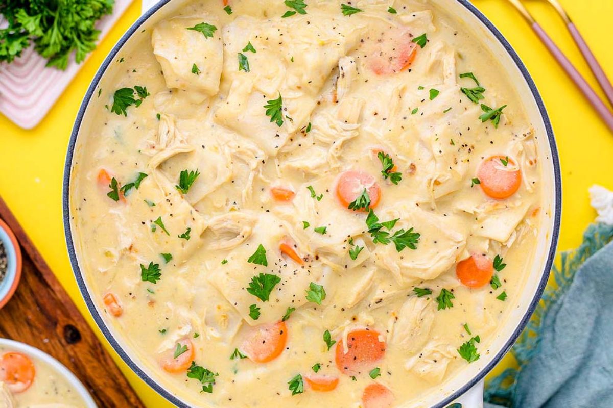 Chicken and Dumplings with Tortillas. 
