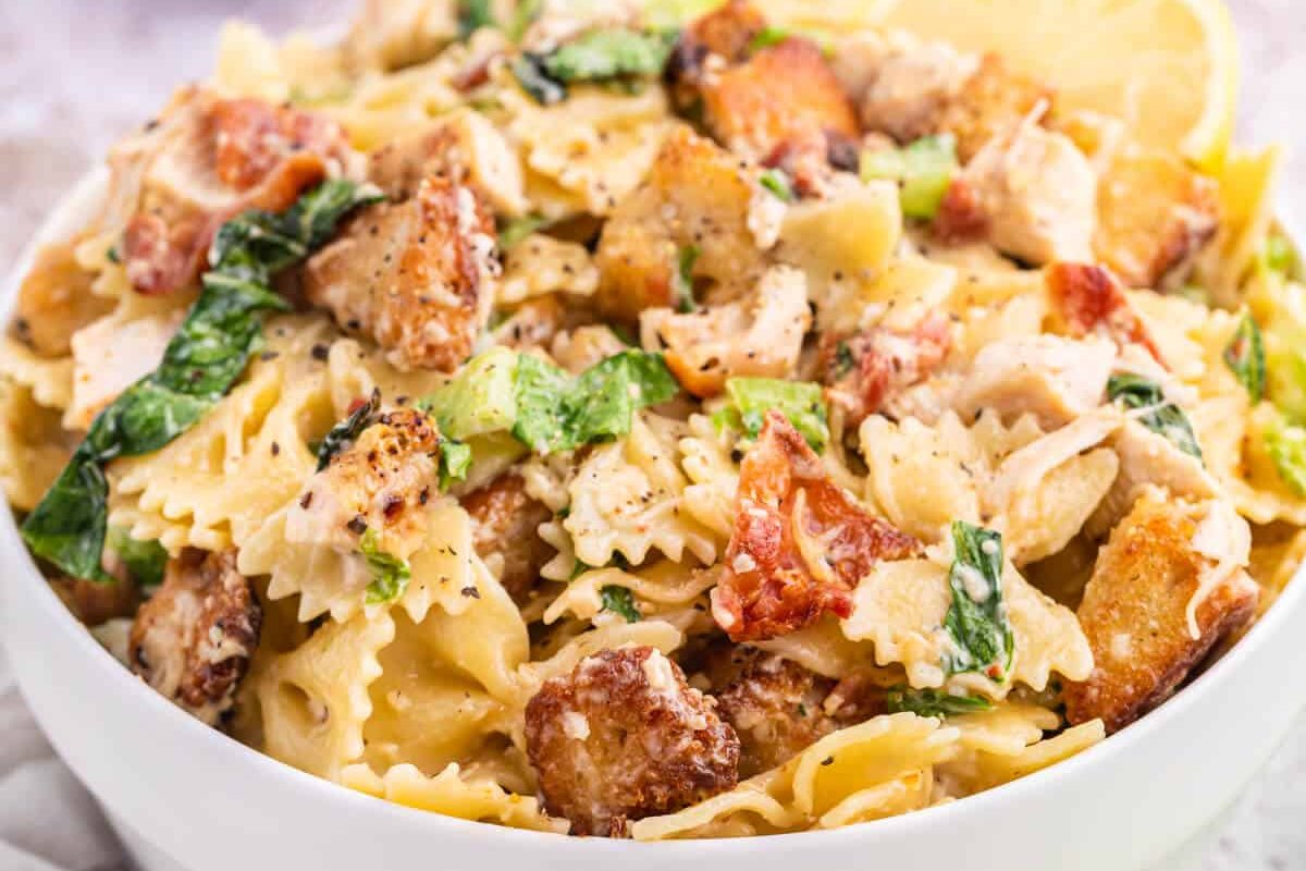 Chicken Caesar Pasta Salad.