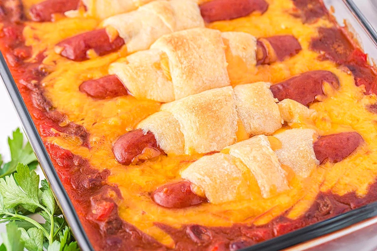 Chili Cheese Dog Casserole.