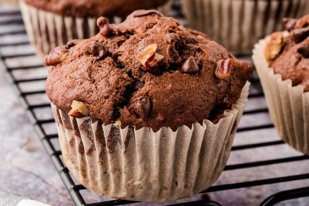 Chocolate Banana Chocolate Chip Muffins