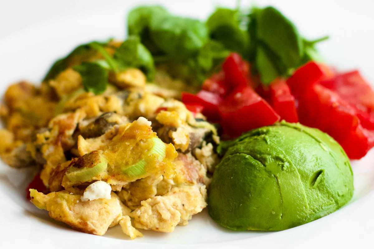 Colorful Scrambled Eggs With Vegetables. 