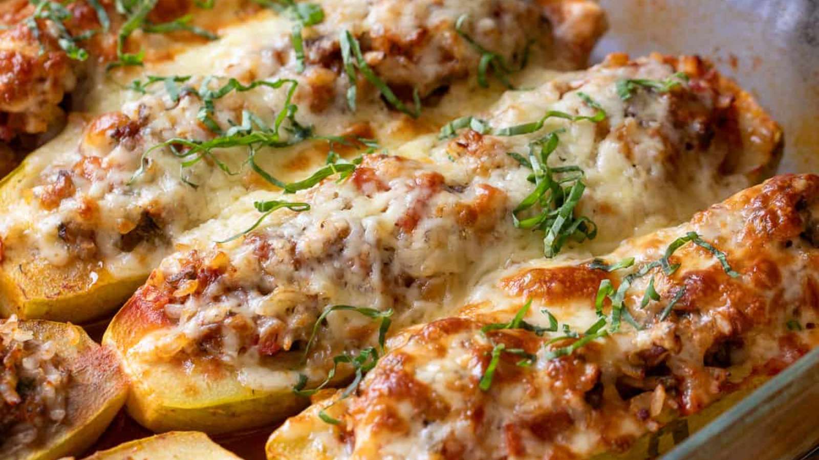 Zucchini Boats With Ground Beef recipe by Cooking Gorgeous.