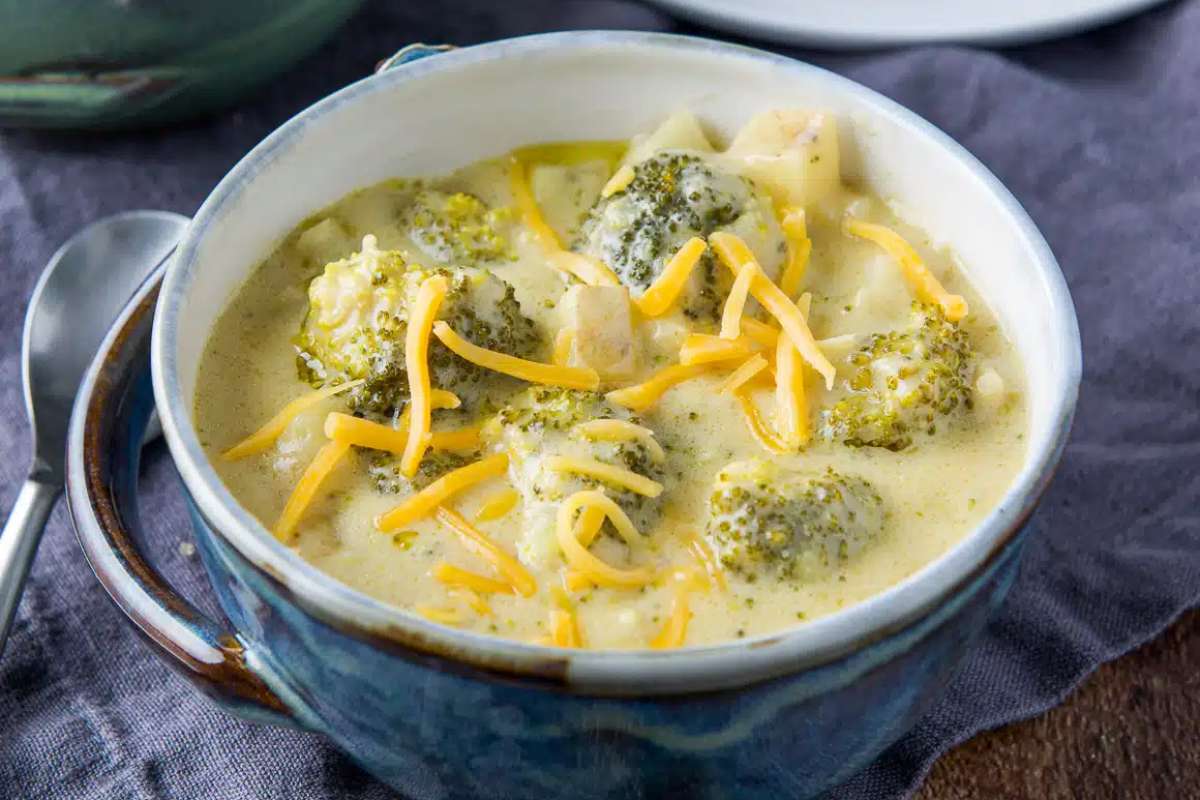 Cream Of Broccoli And Cheddar Soup. 